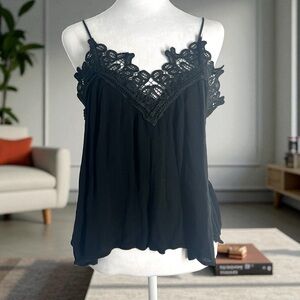 Black Lace Trim Cami Top